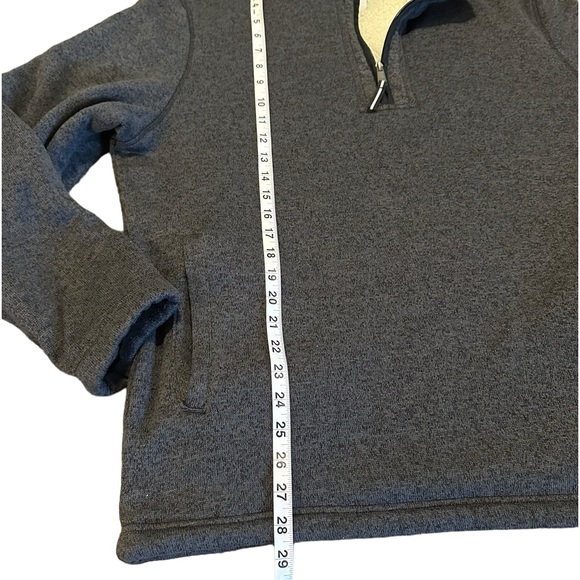 ORVIS men’s heathered gray 1/4 zip sherpa lined pullover jacket sweatshirt sz L - Picture 6 of 8